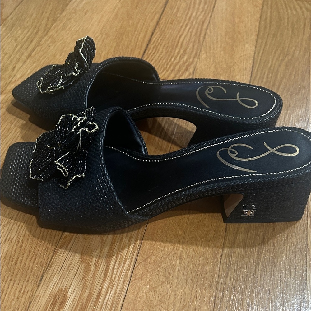 Sam Edelman Women’s Winsley Floral Block Heel Slide Sandals Size 6.5 Black - Picture 8 of 12